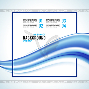 Abstract blue wave with frame - vector image