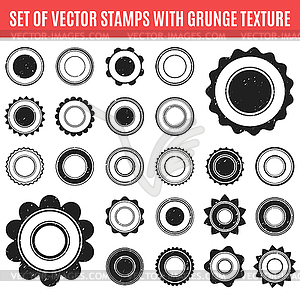 Set of black grunge stamp. Round shapes - vector image