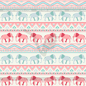 Animal seamless pattern of elephant - color vector clipart