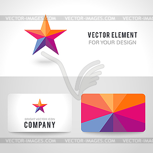 Bright colorful star shape in modern polygonal - vector clip art