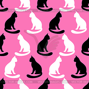 Animal seamless pattern of cat silhouettes - vector clip art