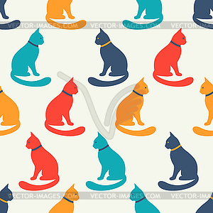 Животное бесшовные модели кошек силуэты - изображение в векторном виде