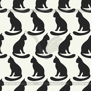Животное бесшовные модели кошек силуэты - иллюстрация в векторе