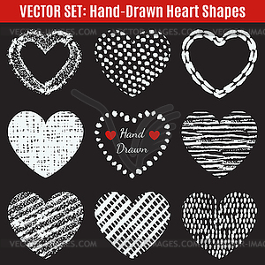 Set of hand-drawn textures heart shapes. fo - stock vector clipart