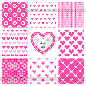 Set of hand-drawn textures heart shapes and romanti - vector image