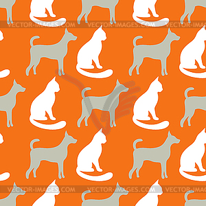 Animal seamless pattern of cat and dog silhouettes - vector EPS clipart