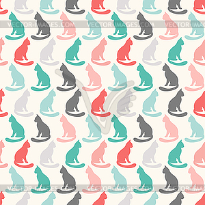 Animal seamless pattern of cat silhouettes - vector image