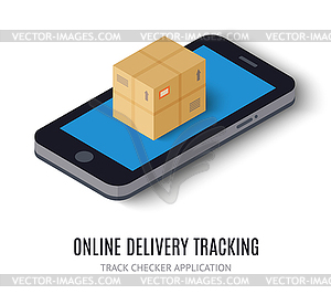 Online delivery tracking concept isometric icon - vector image