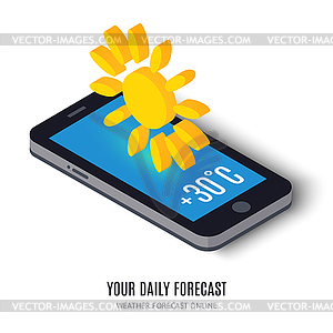 Online daily forecast concept isometric icon - vector clipart