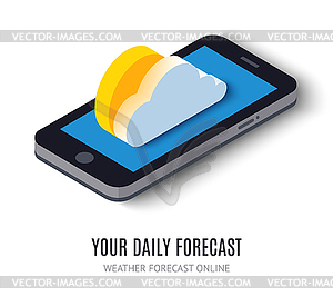 Online daily forecast concept isometric icon - color vector clipart