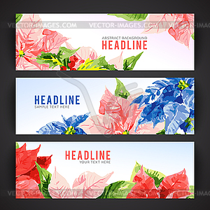 Set of banner templates with beauty flowers - vector clip art