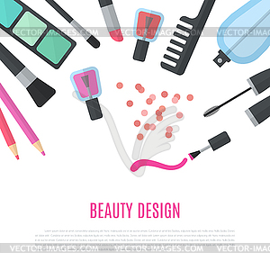 Beauty design. Cosmetic accessories for make-up - vector image