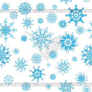 Elegant blue snowflakes of various styles - vector clipart