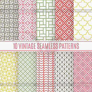 Vintage different seamless patterns - vector clipart