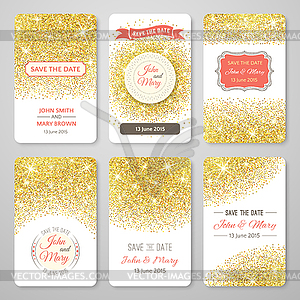 Set of perfect wedding templates with golden - vector image