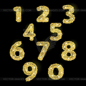 Numbers set in golden style. gold design - vector clip art