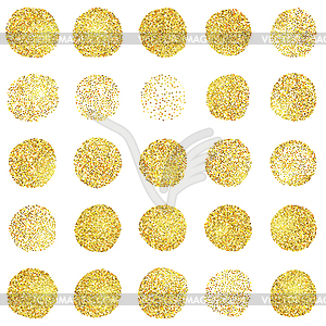 Set of golden grunge stamp. Round shapes - vector image