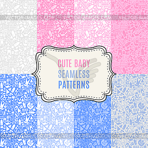 Cute baby seamless patterns. Endless texture - vector clip art