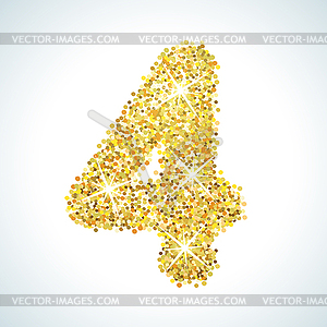 Four number in golden style. gold design - vector image