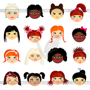 Avatar set with womens of different ethnicity origin - vector clipart