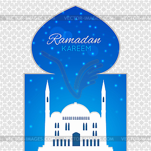 Mosques silhouette on blue night background - vector clip art