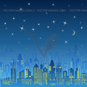 City urban design. Night landscape - vector clipart