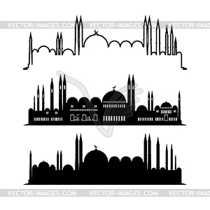 Set of mosque sketches. city design - vector clip art