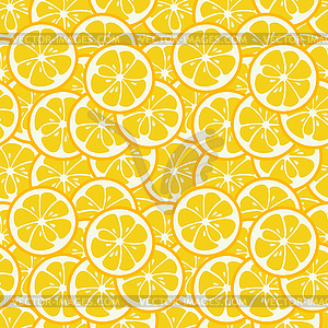 Cute seamless pattern with yellow lemon slices - vector image