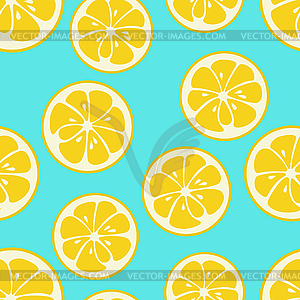 Cute seamless pattern with yellow lemon slices - vector image