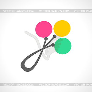 Colorful baby rattles in pink green and yellow - vector EPS clipart