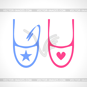 Baby bib in blue and pink - vector image