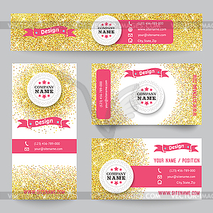 Set of identity templates with golden confetti theme - vector image