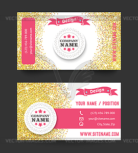 Business card template, golden pattern - vector clipart