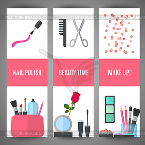 Beauty banner design. Cosmetic accessories for - vector clipart