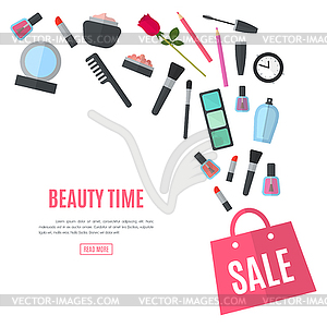 Make up concept flat - vector clipart