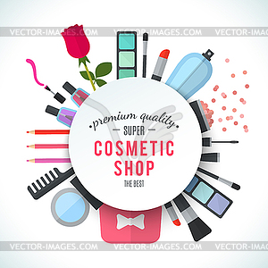 Professional quality cosmetics shop stylish logo - vector image