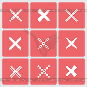 Set of different retro crosses and tics - vector image