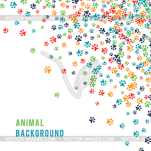 Colorful animal footprint ornament border - vector image