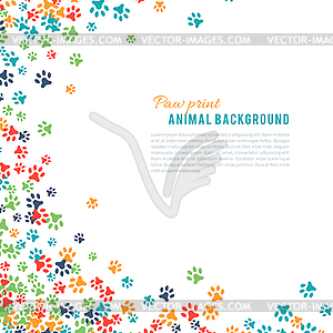 Colorful animal footprint ornament border - vector image