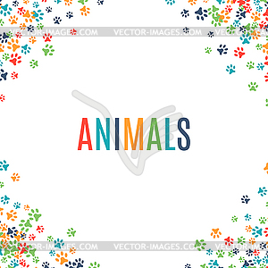 Colorful animal footprint ornament border - royalty-free vector image