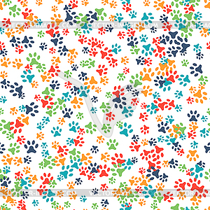 Seamless pattern with cat or dog footprints - vector image