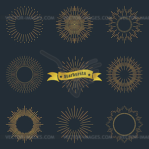 Set of vintage sunburst - vector image