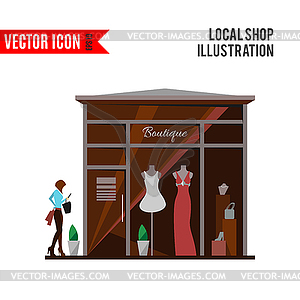 Clothing store. Man and woman boutique - vector image