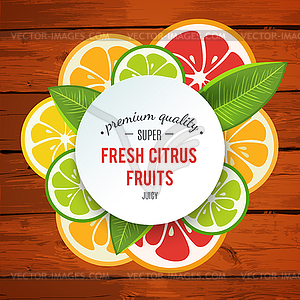 Banner with stylized citrus fruit and splashes - vector image