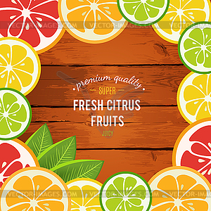 Grapefruit, lime, lemon and orange with mint leaves - vector clipart