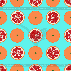 Cute seamless pattern with red grapefruit slices - vector clip art