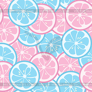 Seamless pattern with pink and blue citrus - vector clip art