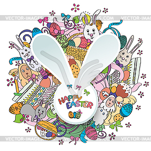 Colorful happy easter greeting card - vector clip art