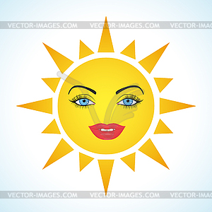 Cute smiling sun - vector clip art