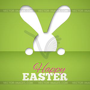 Happy easter card with hiding bunny and font on - vector image